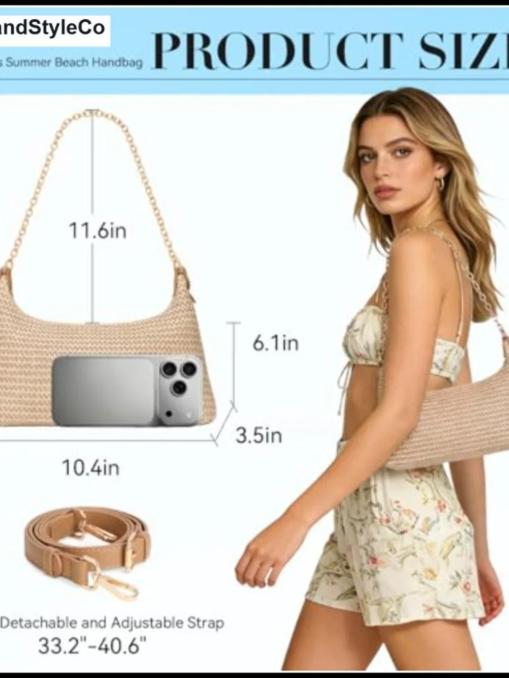Woven Straw Boho Shoulder Bag Summer Beach Tote Women Purse